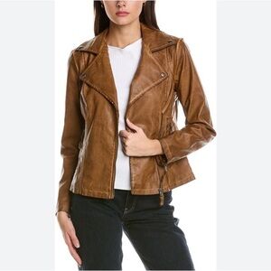 Max Studio faux leather jacket brown size small